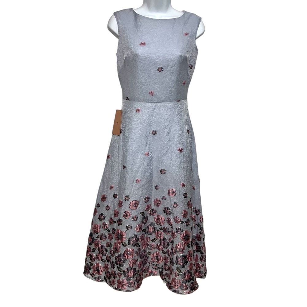 NWT Anthropologie BHLDN Guilie Blue Embroidered Floral A-Line Midi Dress